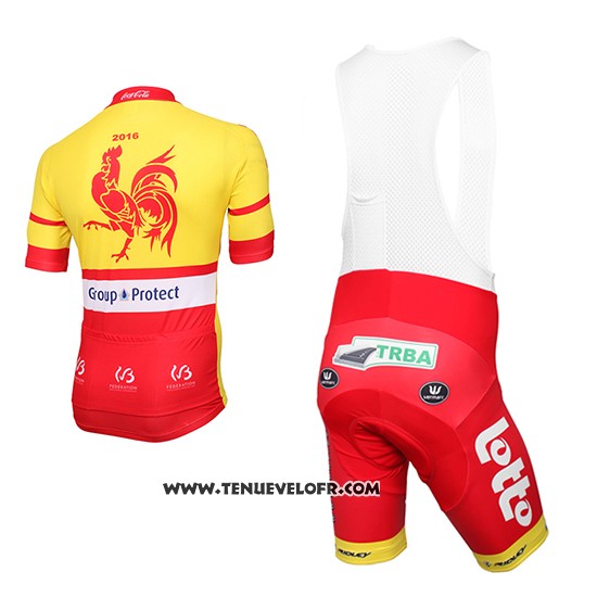 2016 Maillot Ciclismo Wallonie Bruxelles Jaune et Rouge Manches Courtes et Cuissard